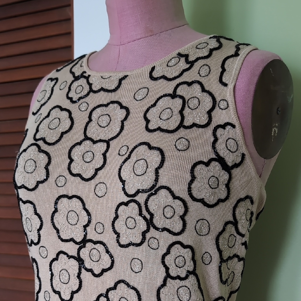 Ann Taylor Beaded Sleeveless Silk Top